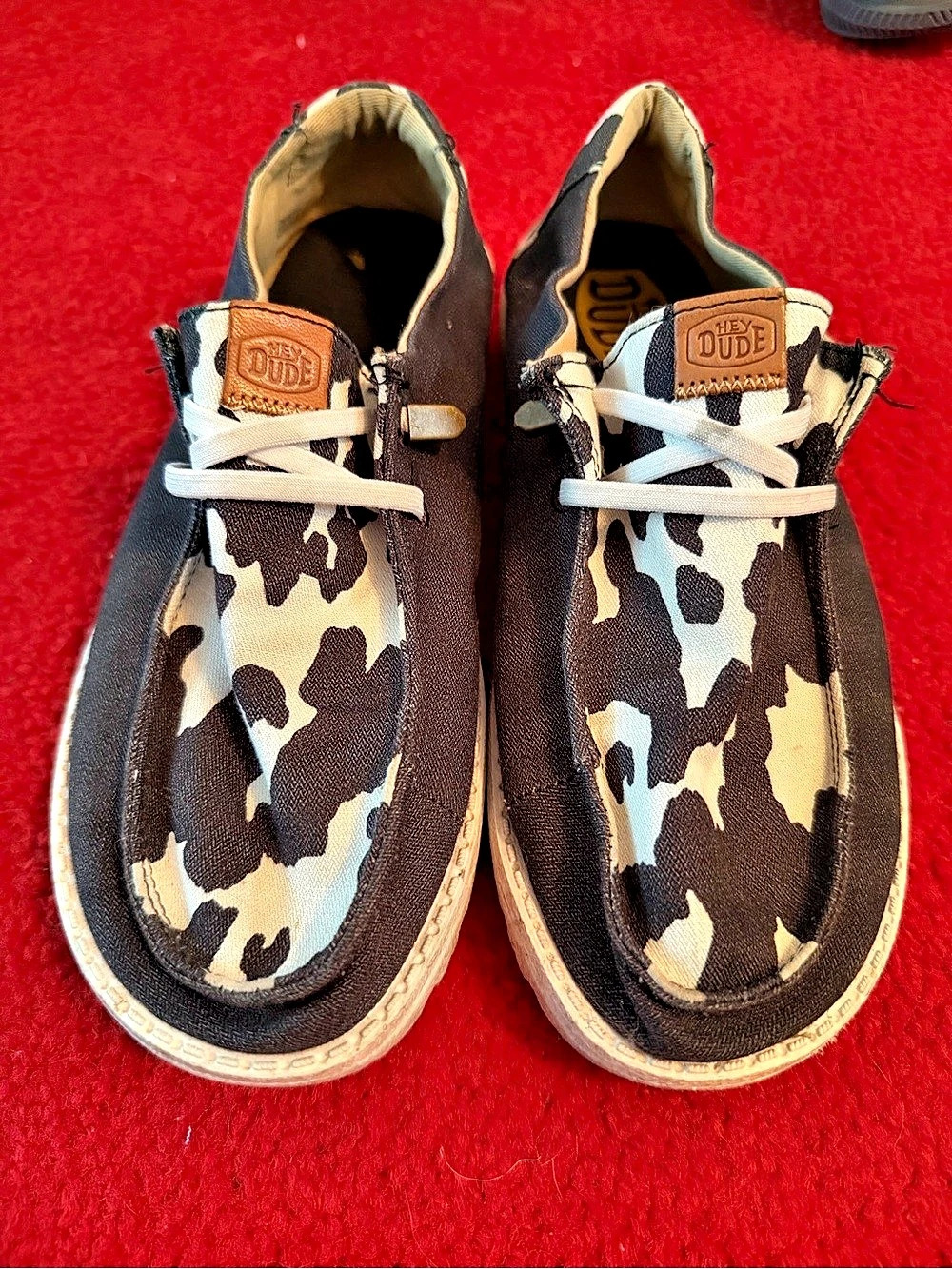 Hey Dude Wendy Animal Black Cow Camo Sneakers US 8